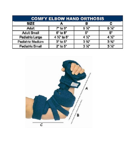 ComfySplints Elbow Hand Combination Hand Thumb Attachment Adult Small, Navy Blue, Terrycloth Cover