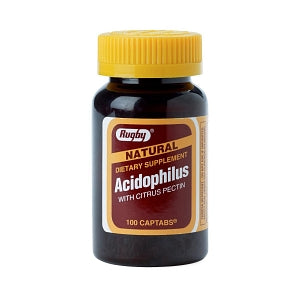 Rugby Acidophilus Caplet with Citrus Pectin - L-Acidophilus with Citrus Pectin Caplet, 100/Bottle - 00536-7180-01