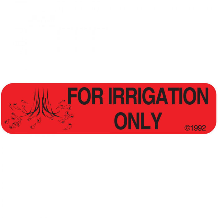 Label Paper Permanent Irrigation Only 1 9/16" X 3/8" Red 500 Per Roll, 2 Rolls Per Box