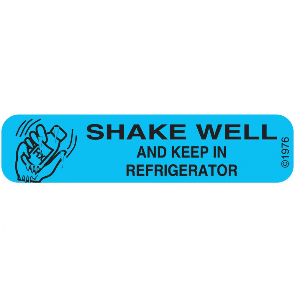 Label Paper Permanent Shake Well Keep In 1 9/16" X 3/8" Blue 500 Per Roll, 2 Rolls Per Box