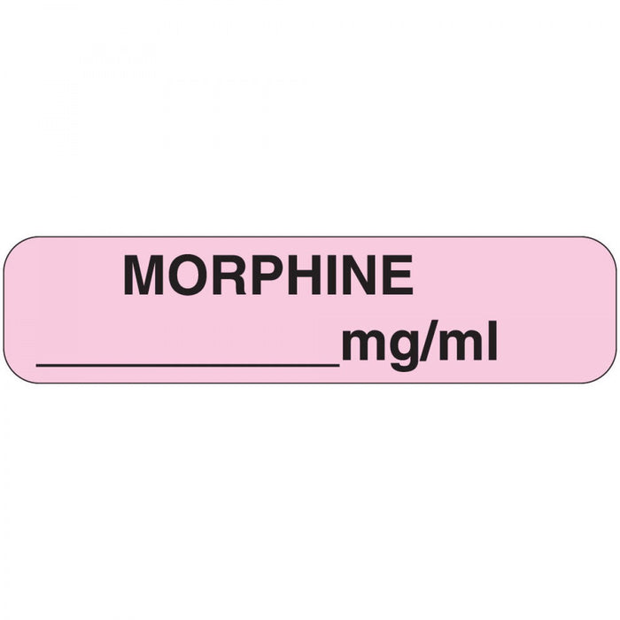 Label Paper Permanent Morphine 1 9/16" X 3/8" Pink 500 Per Roll, 2 Rolls Per Box