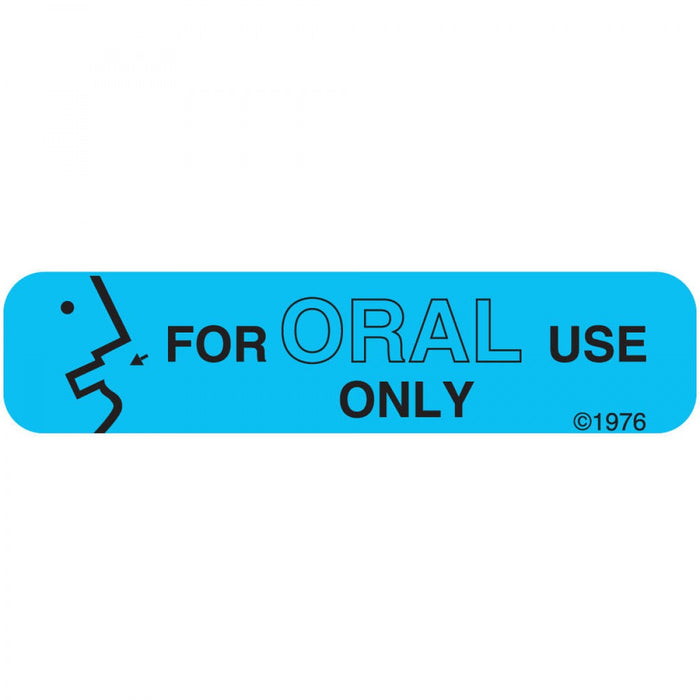 Label Paper Permanent For Oral Use Only 1 9/16" X 3/8" Blue 500 Per Roll, 2 Rolls Per Box