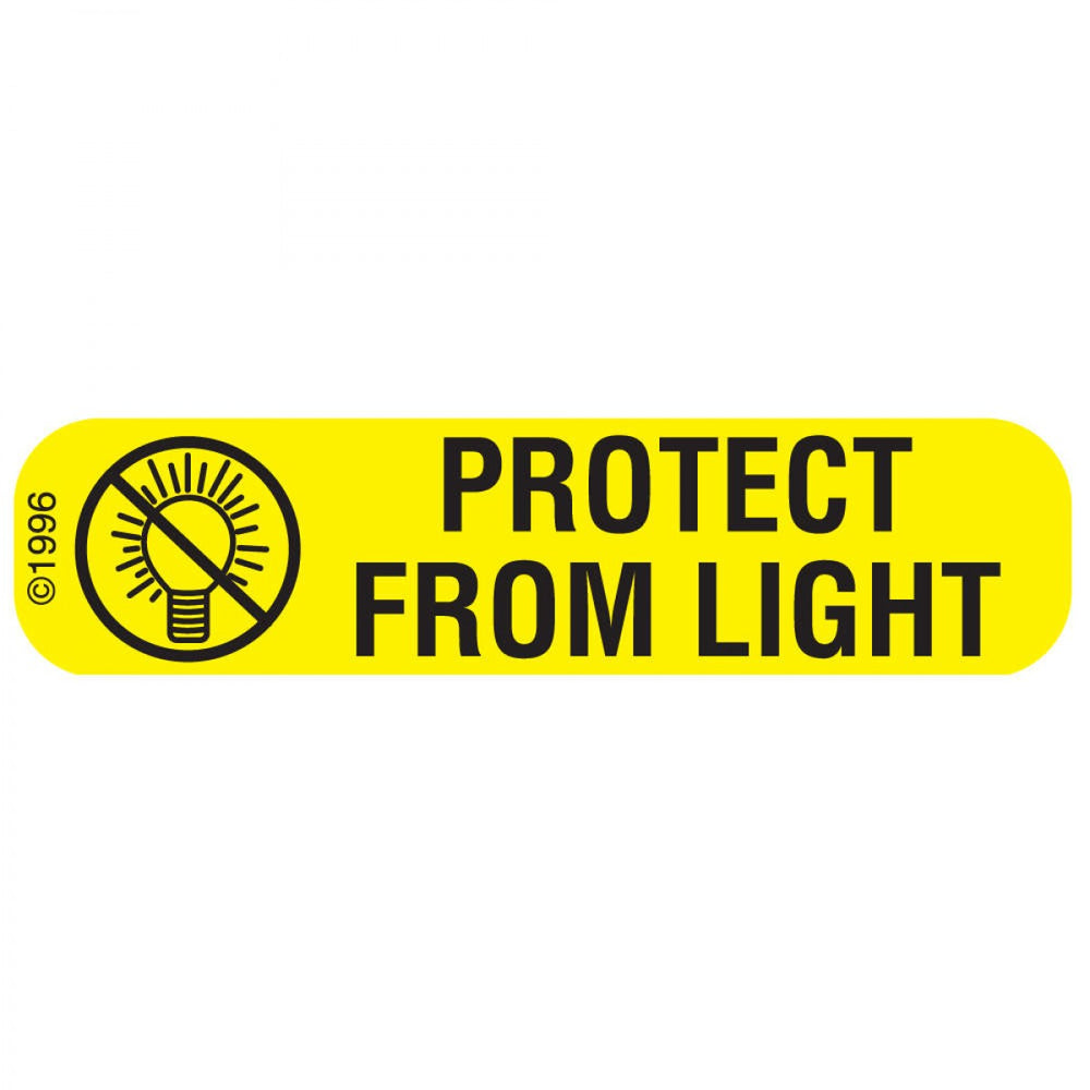 Label Paper Permanent Protect From Light 1 9/16" X 3/8" Yellow 500 Per Roll, 2 Rolls Per Box