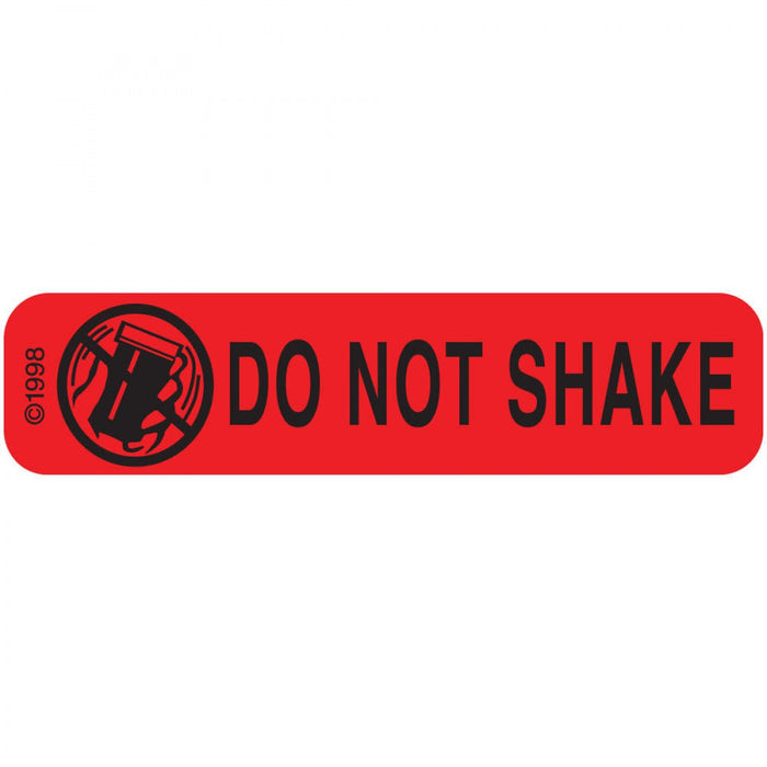 Label Paper Permanent Dont Shake 1 9/16" X 3/8" Red 500 Per Roll, 2 Rolls Per Box