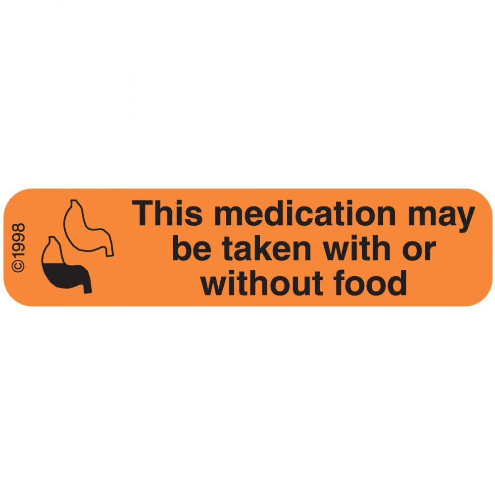 Label Paper Permanent Medication May Be 1 9/16" X 3/8" Orange 500 Per Roll, 2 Rolls Per Box