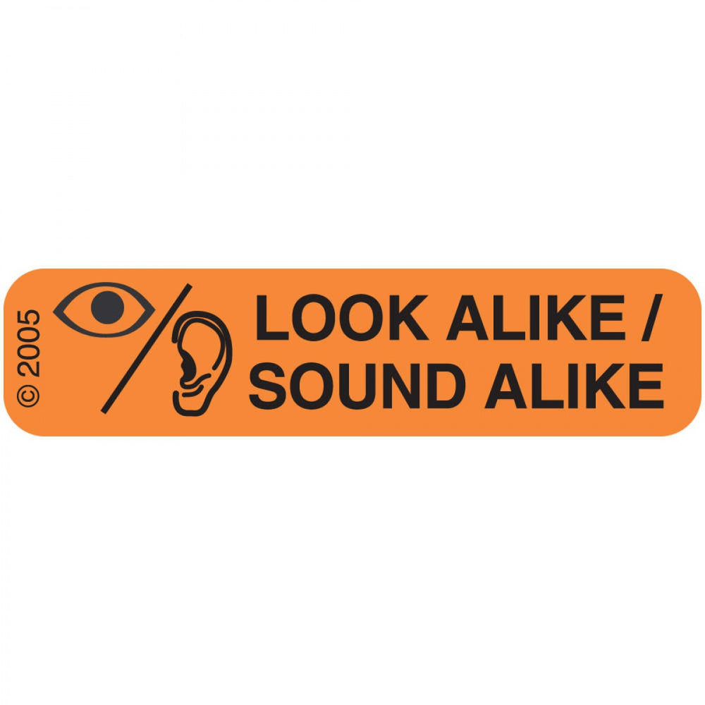 Label Paper Permanent Look Alike Sound 1 9/16" X 3/8" Orange 500 Per Roll, 2 Rolls Per Box