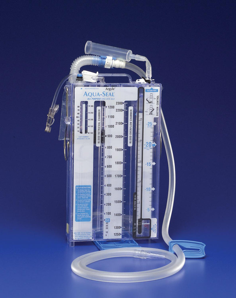 Cardinal Health Aqua-Seal Wet Suction Chest Drainage Unit - Aqua-Seal Wet  Suction Chest Drain, Dual Drain - 8888571406