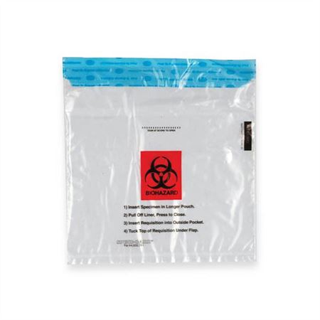 2-Pocket Biohazard Specimen Bags 10" x 10