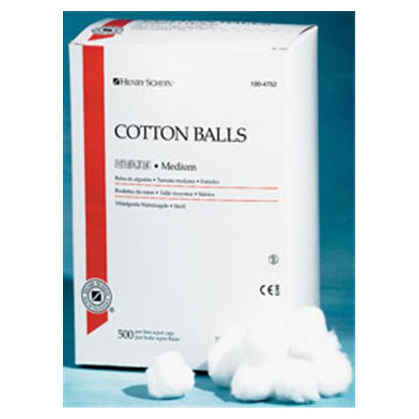 Henry Schein  Cotton Ball HSI Sterile Medium 500/Bx, 8 BX/CA (969175)