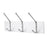 Safco Products 3-Hook Wall Rack Coat Hooks - Metal Wall Rack, Three Ball-Tipped Double-Hooks, Satin Metal, 18"w x 3-3/4"d x 7"h - 4161