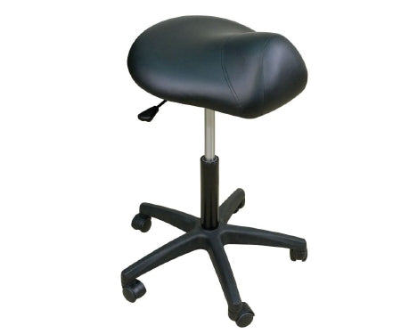 Oakworks Low-Height Premium Stool with Saddle Seat - STOOL, BLK BASE, SADDLE SEAT, COAL - 60370-T01