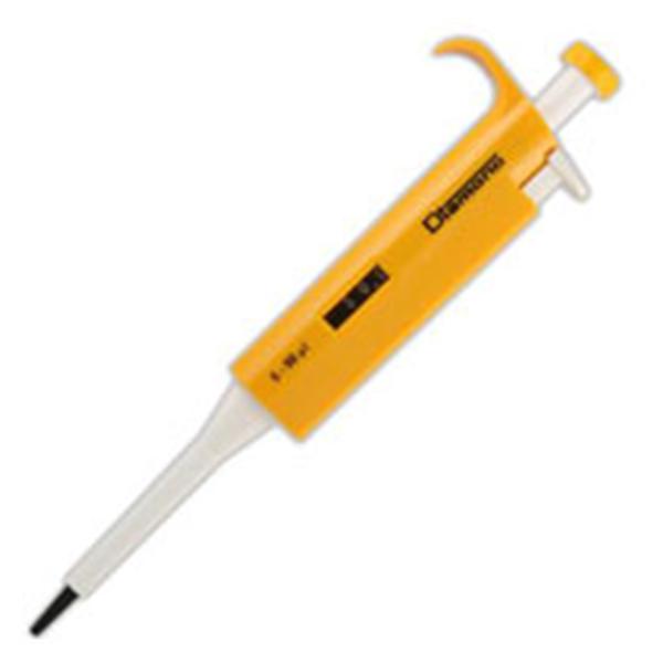 Globe Scientific  Diamond Line Adjustable Volume Pipette 5-50uL Graduated Yellow EA