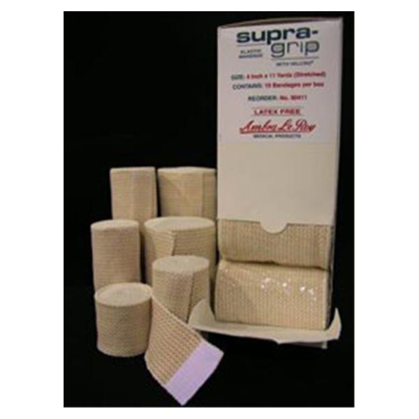 Ambra Leroy Medical Bandage Supra-Grip 4"x5.5yd Stretch Elstc 2Vlcr Tn/Wht LF 50/Ca