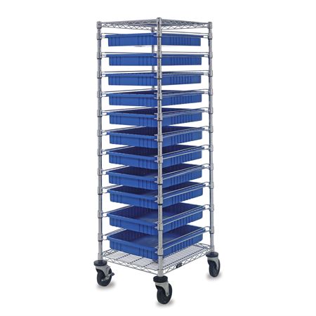 Complete Carts 11-Container Bin Cart - Frame: 21"W x 24"D x 74"H - Boxes: 17.5"W x 22.5"D x 3"H