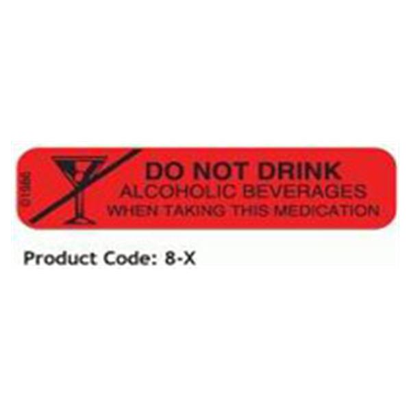 TimeMed a Div of PDC Label Don t Drink Alcohol Pharmacy 1-9/16x3/8" Perm Red 1000/Bx