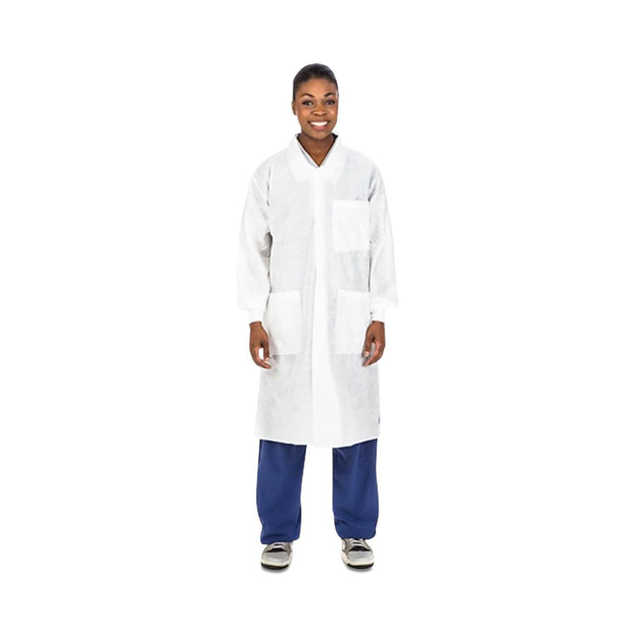 Cardinal Health SMS Lab Coats - SMS NovaPlus Lab Coat, Traditional Collar, Size L - V2302LC