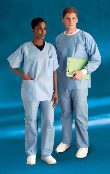 Cardinal Health Disposable Scrub Pants - Disposable 3-Layer SMS Single-Pocket Elastic-Waist Scrub Pants, Blue, Size M / L 20"-36" Waist - KPMDLG