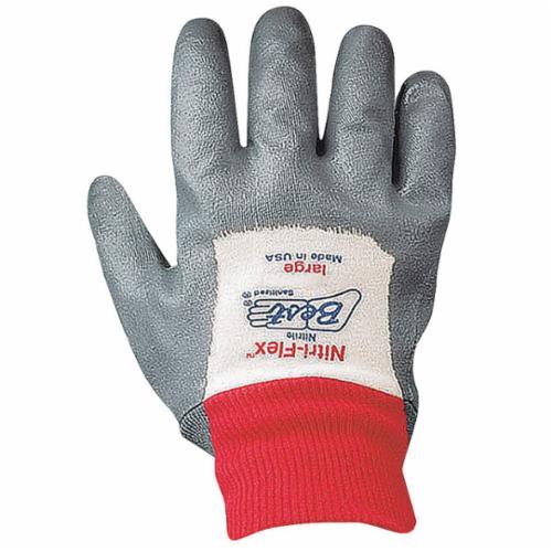 Best Mfg Nitri-Flex 4000P Nitrile Palm Coated Gloves - Nitri-Flex 4000P White Cotton Work Gloves with Gray Nitrile Palm Coating and Knit Wrist, Size S - 4000P-08