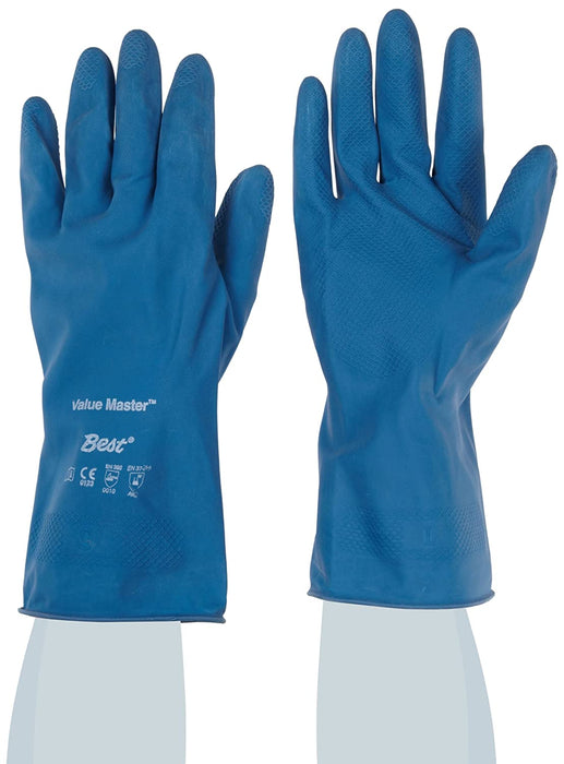 Best Mfg Chemical Resistant Latex Utility Gloves - 18 Mil 12" Latex Chemical Gloves, Unlined, Blue, Size 7/Small - VMUPS-07