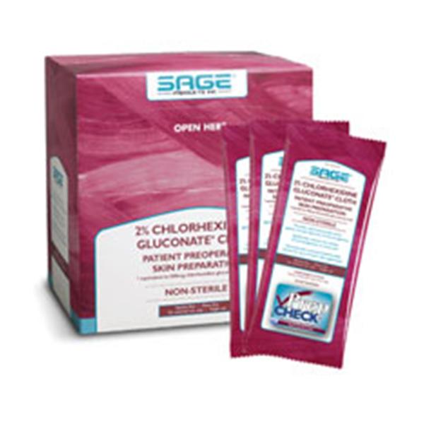 Sage Products Cloth Prep CHG 2% 7-1/2x7-1/2" 48x2/Ca