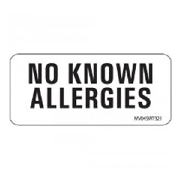 TimeMed a Div of PDC Label "No Known Allergies" 2-1/4x1" Wht 420/Rl 420/Rl