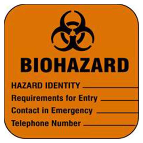 Grainger Labels Biohazard 4"x4" 100/Pk