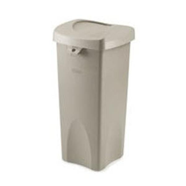 Rubbermaid Container Waste Untouchable Plstc 23gal Swing Top Beige Square Ea