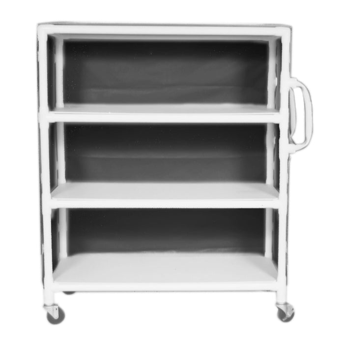 Extra-Wide 3-Shelf Linen Cart with Mesh or Vinyl Cover