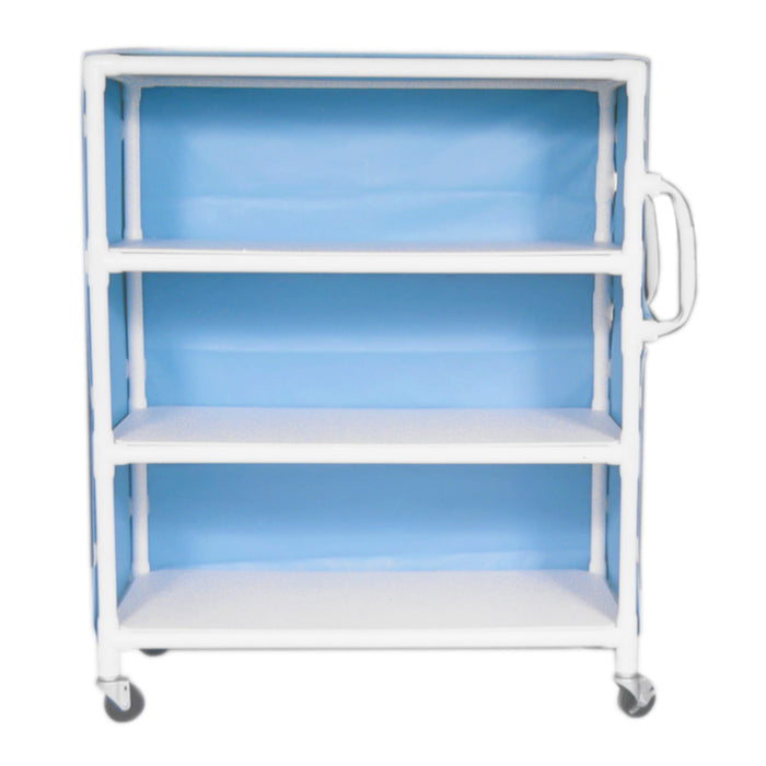 Extra-Wide 3-Shelf Linen Cart with Mesh or Vinyl Cover