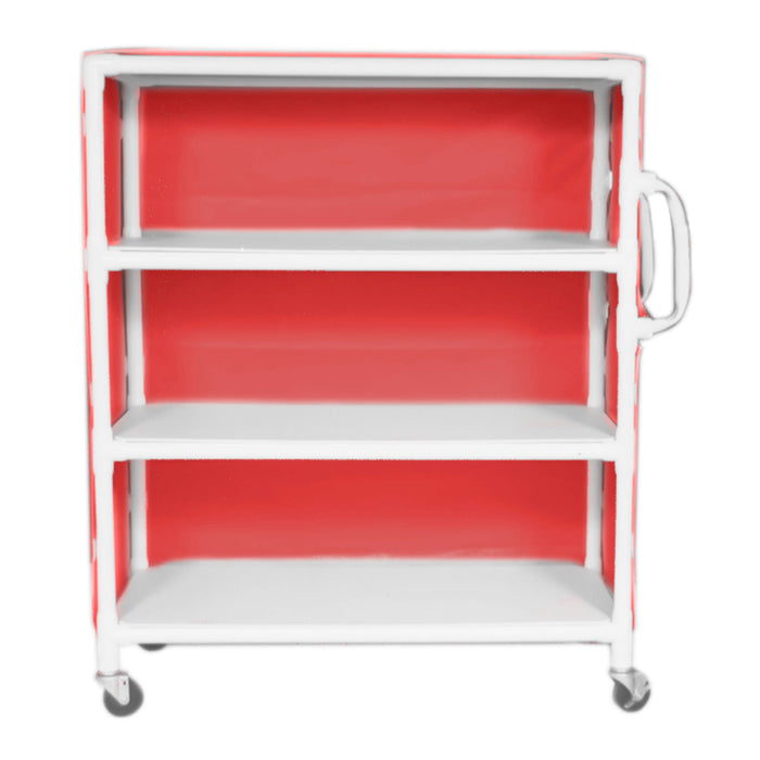 Extra-Wide 3-Shelf Linen Cart with Mesh or Vinyl Cover