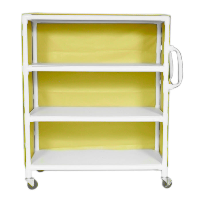 Extra-Wide 3-Shelf Linen Cart with Mesh or Vinyl Cover