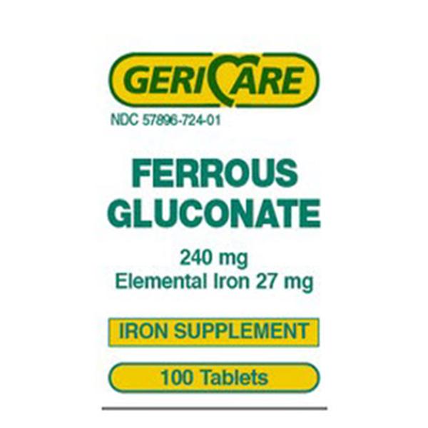 Geri-Care Pharmaceuticals Iron Supplement Ferrous Gluconate Adult Tablets 27mg 100/Bt