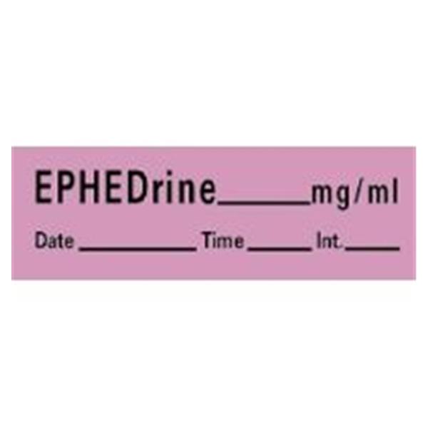 TimeMed a Div of PDC Label Ephedrine 10mg/mL Anesthesia 1-1/2x1/2" Perm Violet 600/Rl