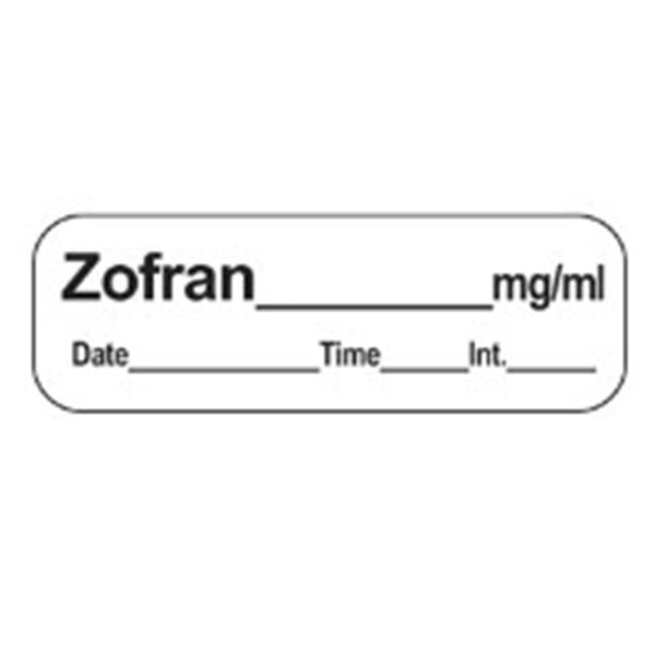 TimeMed a Div of PDC Label Zofran Anesthesia 1-1/2x1/2" Permanent White 600/Rl