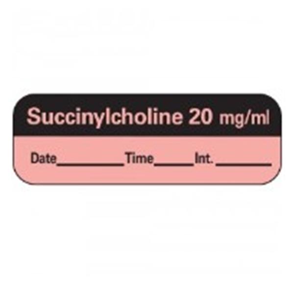 TimeMed a Div of PDC Label Succinylcholine Anesthesia 1.5x.5 Perm Fluorescent Red Ea