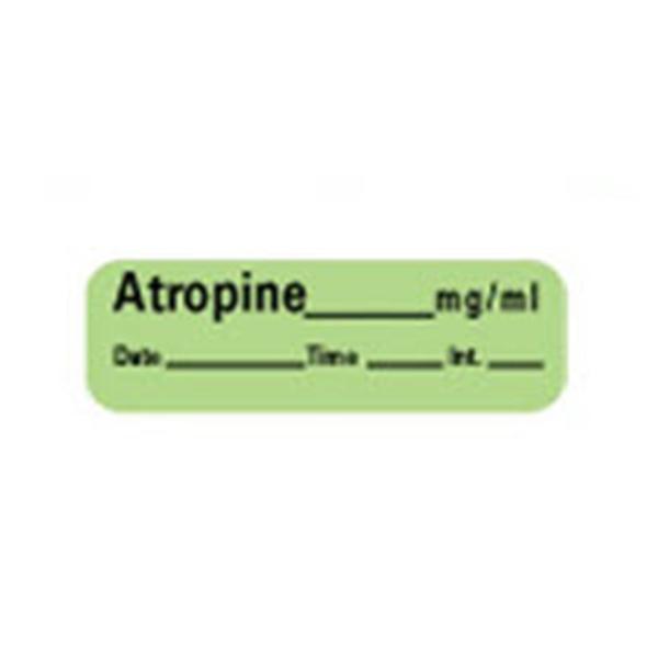 TimeMed a Div of PDC Label Atropine Anesthesia 1-1/2x1/2" Permanent Green 600/Rl