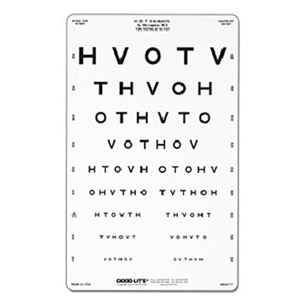 Good-Lite Chart Vision Testing 10' Testing Distance 9x14" Ea