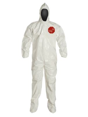 DuPont Tychem SL Coveralls-Series 122 - Tychem SL Coveralls with Hood, Boots, Elastic Wrists, Bound Seems, White, Size 2XL - SL122BWH2X001200