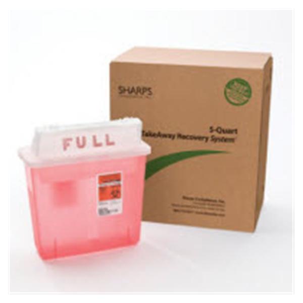 Sharps Compliance Container Sharps TakeAway Recovery System 5qt UPS Pink Ea