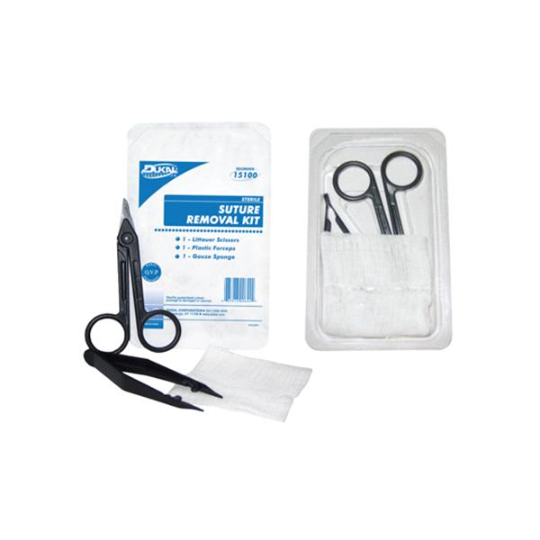 Dukal oration Kit Suture Removal W/ Lttr Scsrs/Plstc Fcp LF Strl 50/Ca