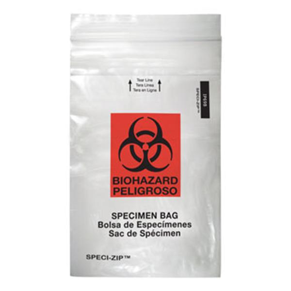 MiniGrip Speci-Zip Biohazard Bag Clear Zip Closure w/ Bio Lg 2Pckt 1000/Ca