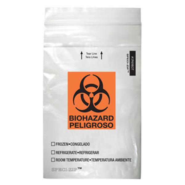 MiniGrip Speci-Zip Biohazard Bag Clear Zip Closure With Symbol 1000/Ca (IP69B3T)