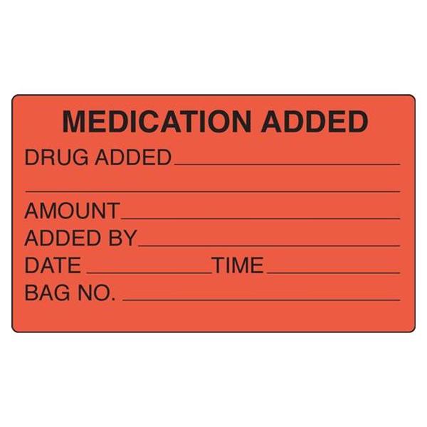 Shamrock Scientific Spec Label Medication Added 1-1/2x2-1/2" Perm Fluorescent Red 1000/Rl