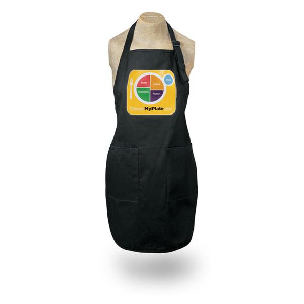 Nasco Company Apron Printed USDA MyPlate Black Ea