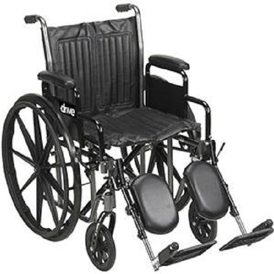 Drive Medical Silver Sport 2 Wheelchair with Detachable Full Arm and Swing-Away Elevating Leg Rest