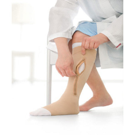 Jobst Ulcercare Therapeutic Open Toe Knee High Stocking with Zipper and Liner