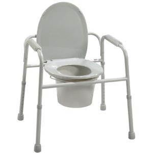 Drive Medical Deluxe All-In-One Welded Steel Commode with Plastic Armrest