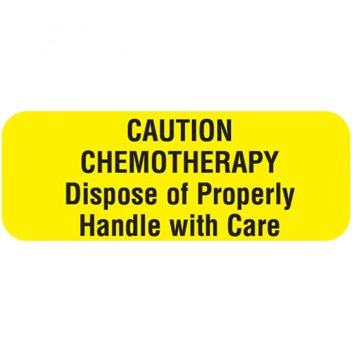 Label Paper Permanent Caution Chemo 1 11/16" X 5/8" Yellow 450 Per Roll, 2 Rolls Per Box