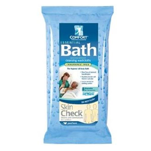 Sage Products Washcloth Essential Bath Fragrance Free Disposable 8x60/Ca