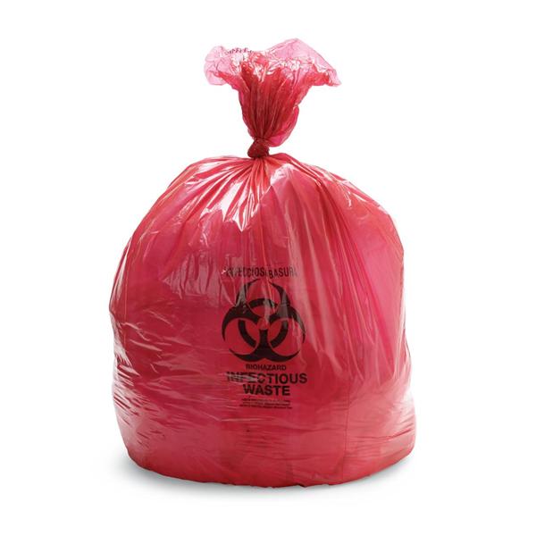 Medline Industries  Bag Biohazard 10gal LDPE 1-1/2mil Twst Tie FltPk 24x26 Red 200/Ca